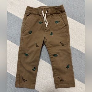Janie and Jack Toddler Brown Dinosaur Embroidered Pants 18-24M